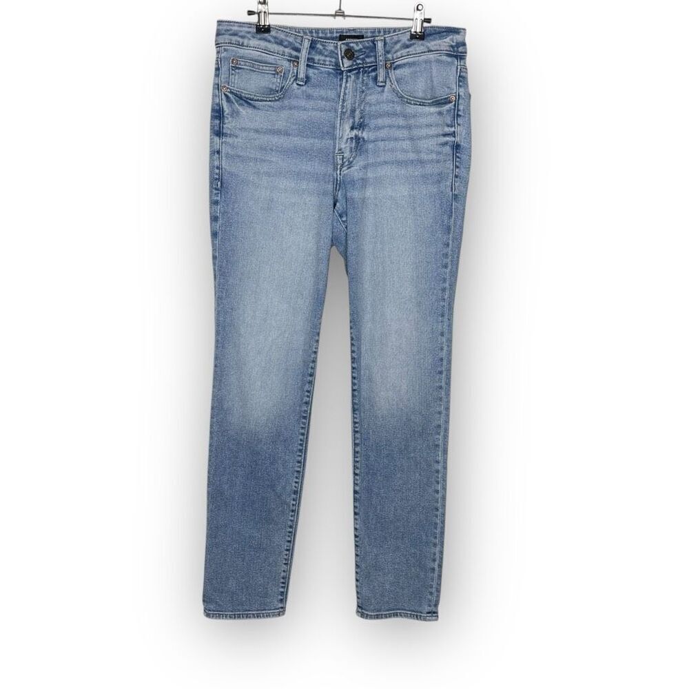 Express Slim Straight Jeans Denim Mid Rise Light Distressed Wash Mens Size 30x32
